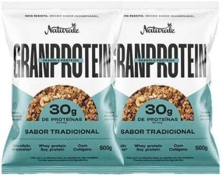 KIT 2 Granola Proteica Gran Protein com Whey Sem Açúcar 500g - Naturale (Tradicional 500g 2 Unid.)