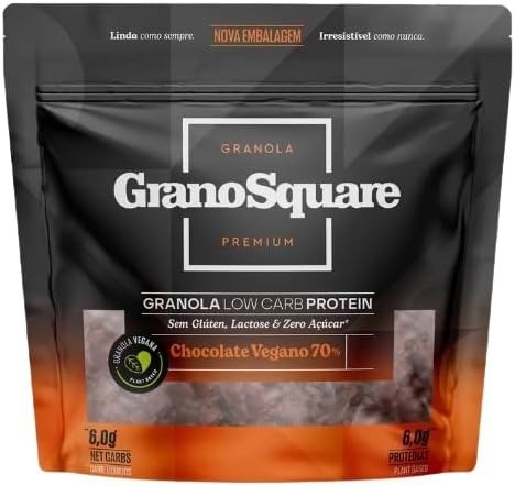 Kit 2X: Granola Chocolate Vegan 70% Low Carb GranoSquare 200g