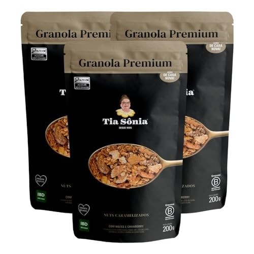Kit 3 Granola Premium Vegana Castanhas Frutas 200g cada Tia Sônia