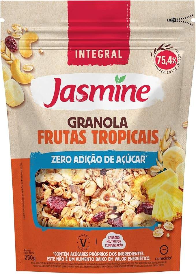 Jasmine Granola Frutas Tropicais Integral Zero Açúcar 250g