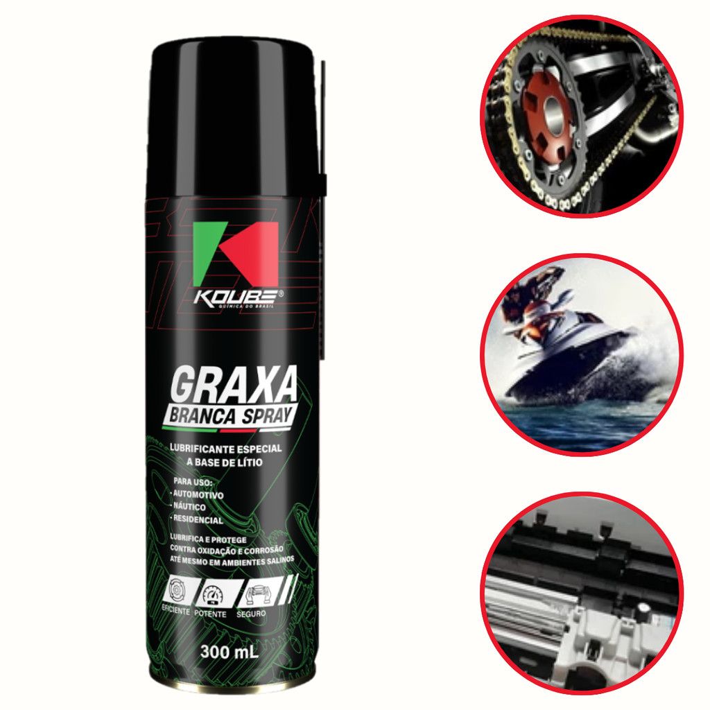 Graxa Branca Spray Koube 300ml: Lubrifique e Proteja!
