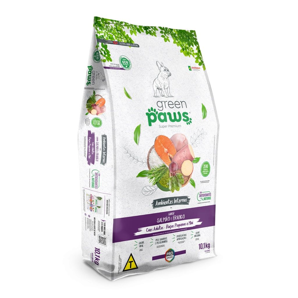 Green Paws Raças Pequenas: Salmão e Frango 10,1kg