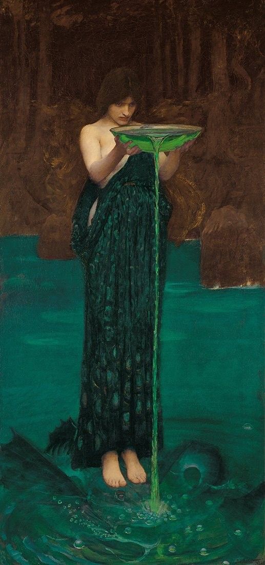 Tela Circe Envenenando a Água - Pintura Mitologia Grega 1903 por Waterhouse | Decoração Artística para Casa e Escritório