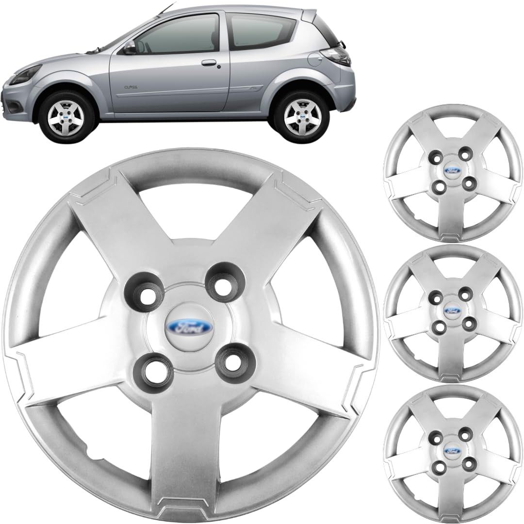 Jogo 4 Calotas Aro 13 Ford Ka 2008-2013 Prata Resinado Grid - Personalize Seu Carro!
