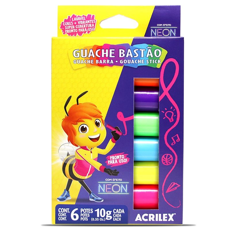 Guache Bastão Neon Acrilex: Cores Vibrantes!