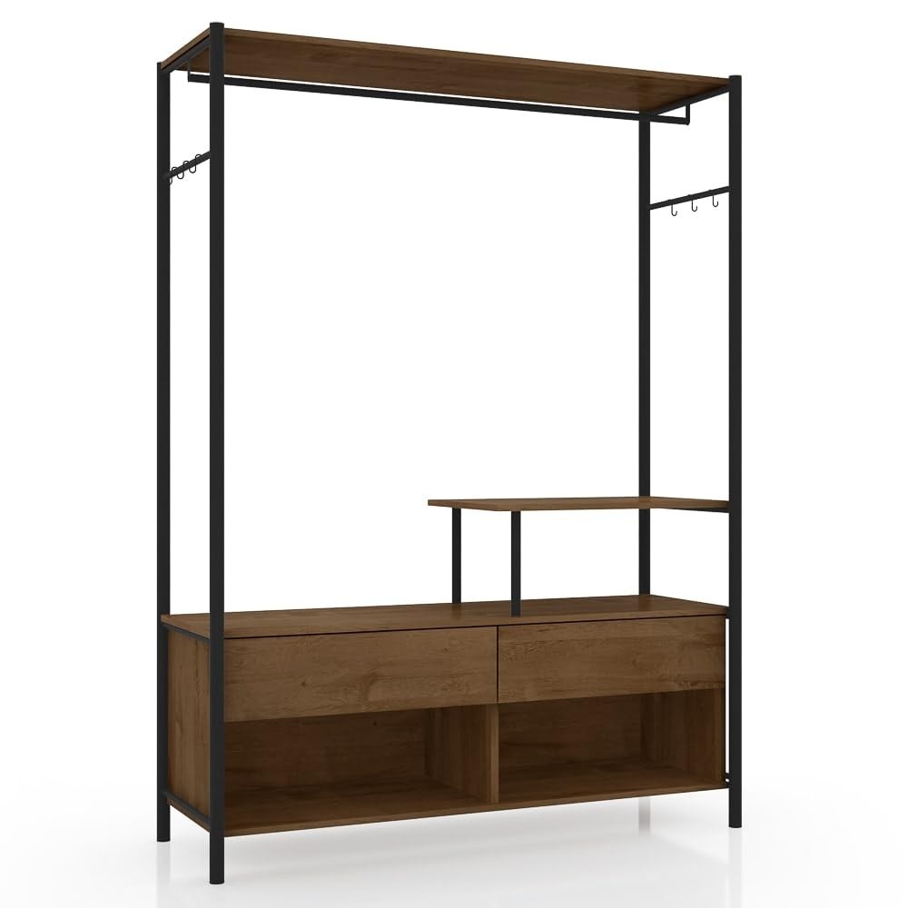 Guarda-Roupa Casal Barcelona 2 Gavetas Preto/Demolição - Organize seu Quarto com Estilo