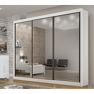 Guarda Roupa 3 Portas Espelho: São Paulo Gold Branco