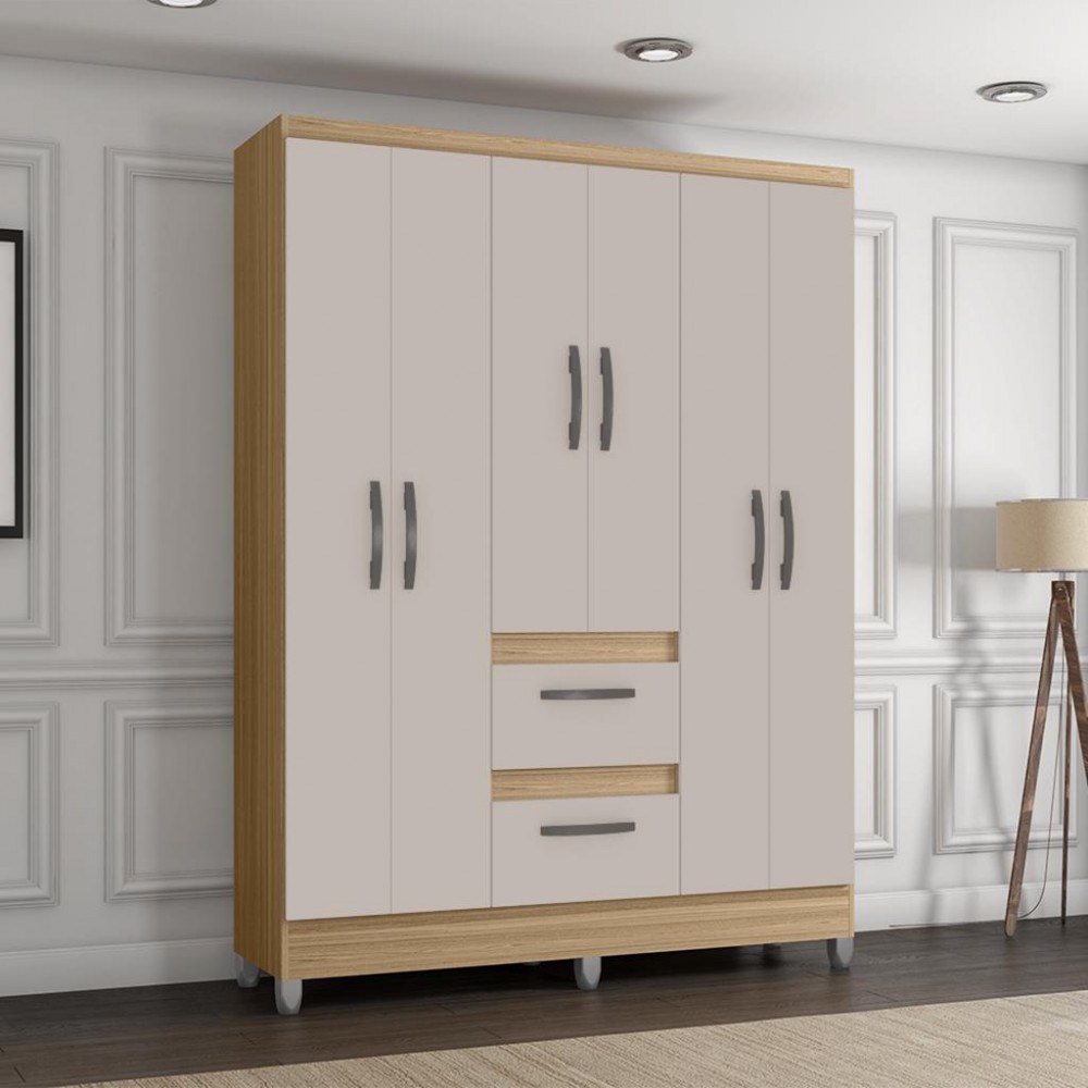 Guarda-roupa 6 Portas 2 Gavetas Capri Poquema – Elegância e Funcionalidade