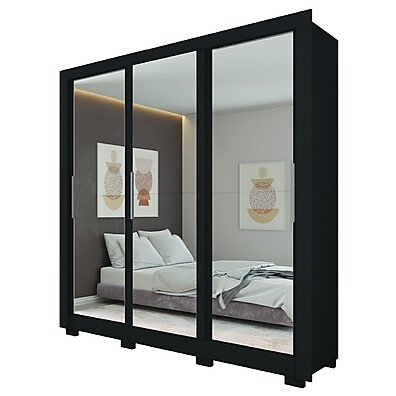 Guarda-Roupa Casal 3 Portas com Espelho e 4 Gavetas Giovanna Preto Caemmum