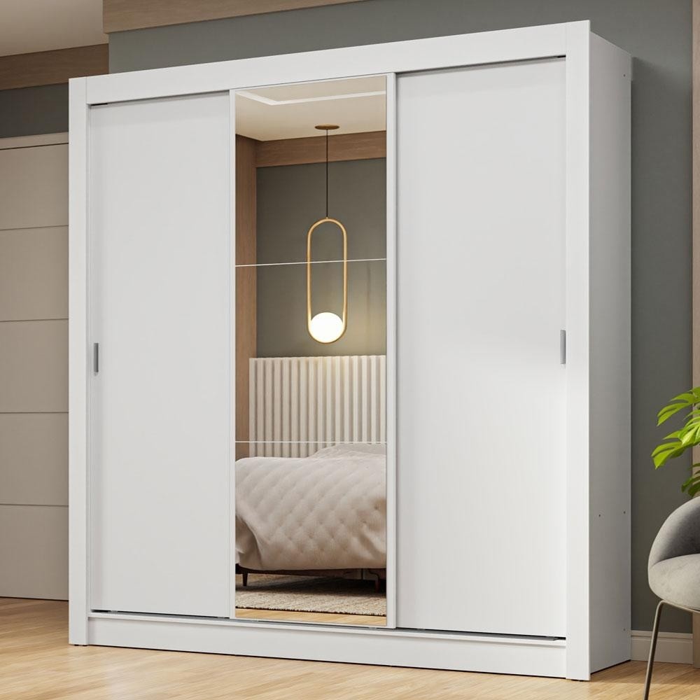 Guarda-Roupa Casal 3 Portas Correr Espelho – Madesa