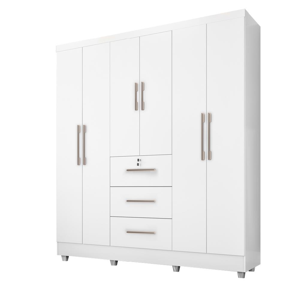 Guarda Roupa Casal 6 Portas Tokio Branco