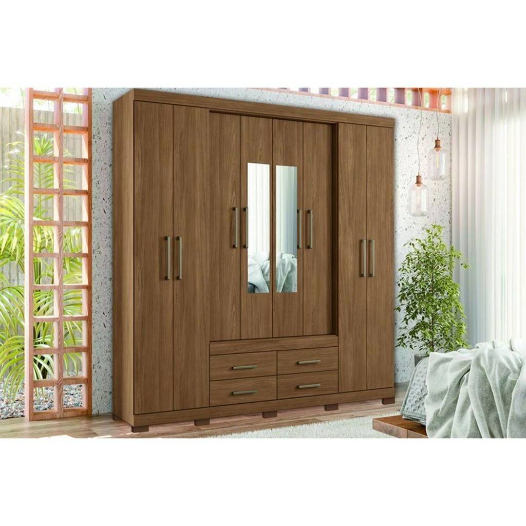 Guarda Roupa Casal 8 Portas: Espelho e Pés