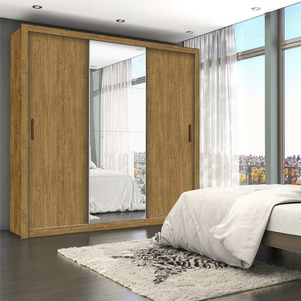 Guarda-Roupa Casal Cinamomo: Espelhos e 4 Gavetas!
