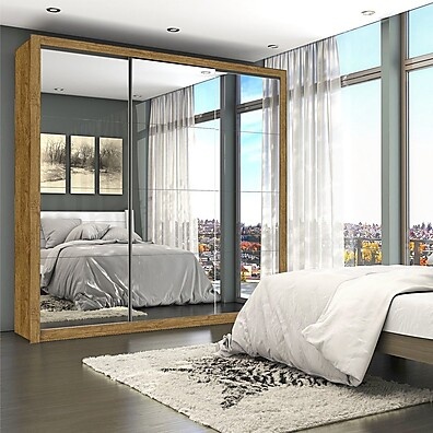 Guarda-roupa Casal com Espelho e Gavetas – Max Premium Espresso