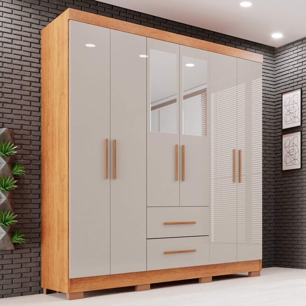 Guarda-Roupa Casal Estrela Premium: 6 Portas + Espelho