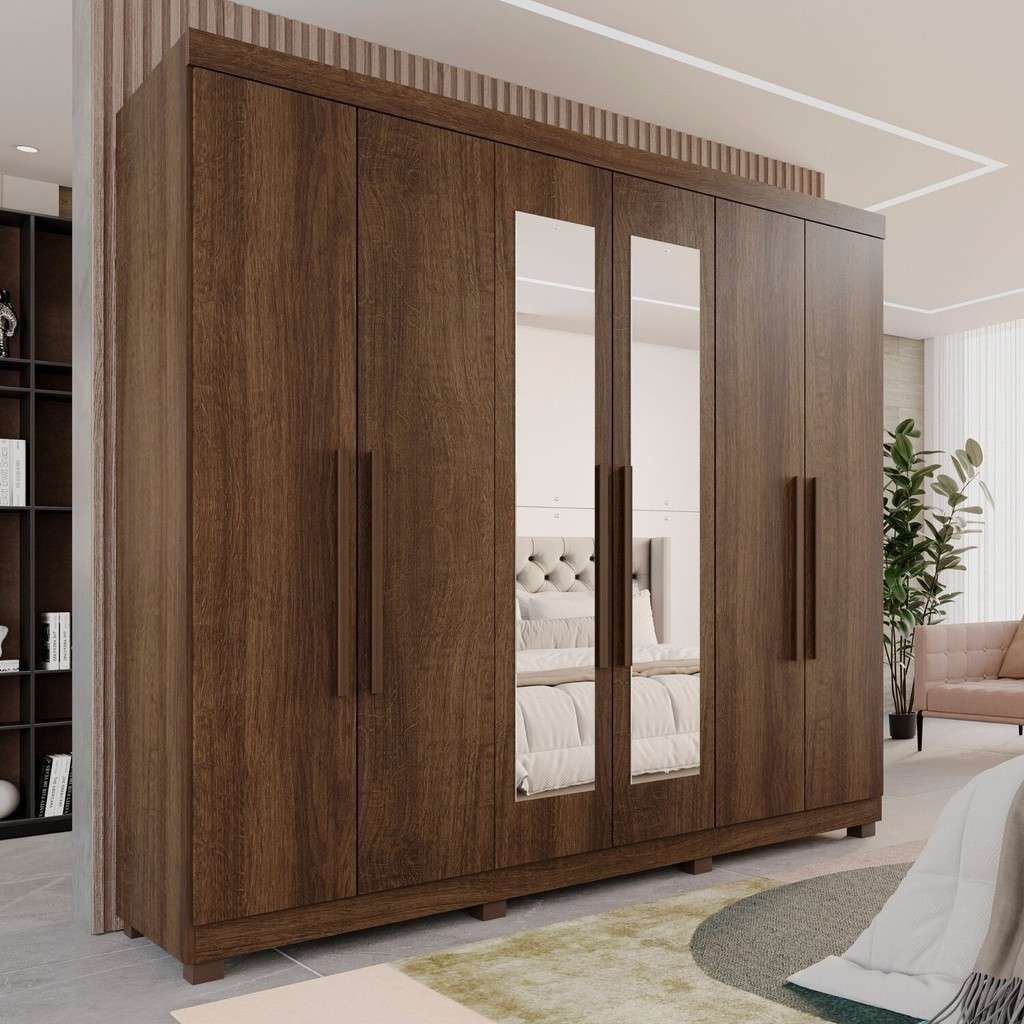 Guarda-Roupa Casal Imbuia: 6 Portas e Espelho!