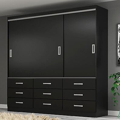Guarda-Roupa Casal Isabela 3 PT 9 GV Preto – Organização e Estilo