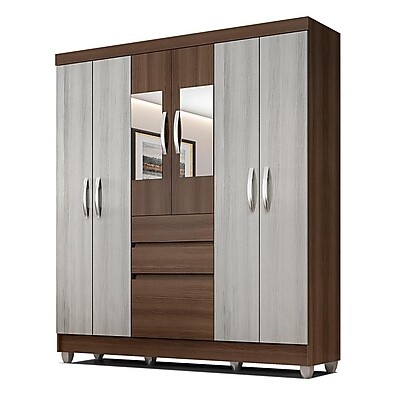 Guarda Roupa Casal Lia: 6 Portas + Espelho