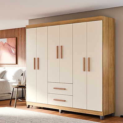 Guarda Roupa Casal Lite: 6 Portas e Mais Organização!