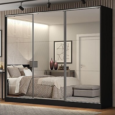Guarda Roupa Casal Madesa Royale: Espelho e Preto!