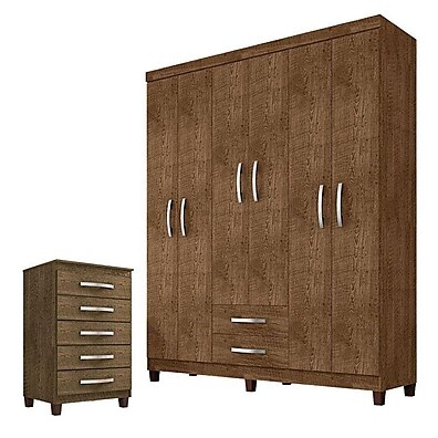 Guarda Roupa Casal Malbec + Cômoda 5 Gavetas