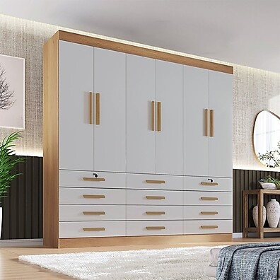 Guarda Roupa Casal Marselha: 12 Gavetas e Design!