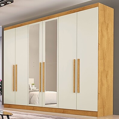 Guarda-Roupa Casal Oslo 6P+6G: Espelho, MDF e Design Moderno
