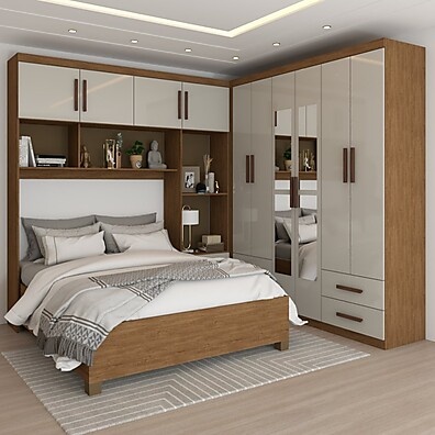 Guarda-Roupa Casal Paradise: 10 Portas + Cama!