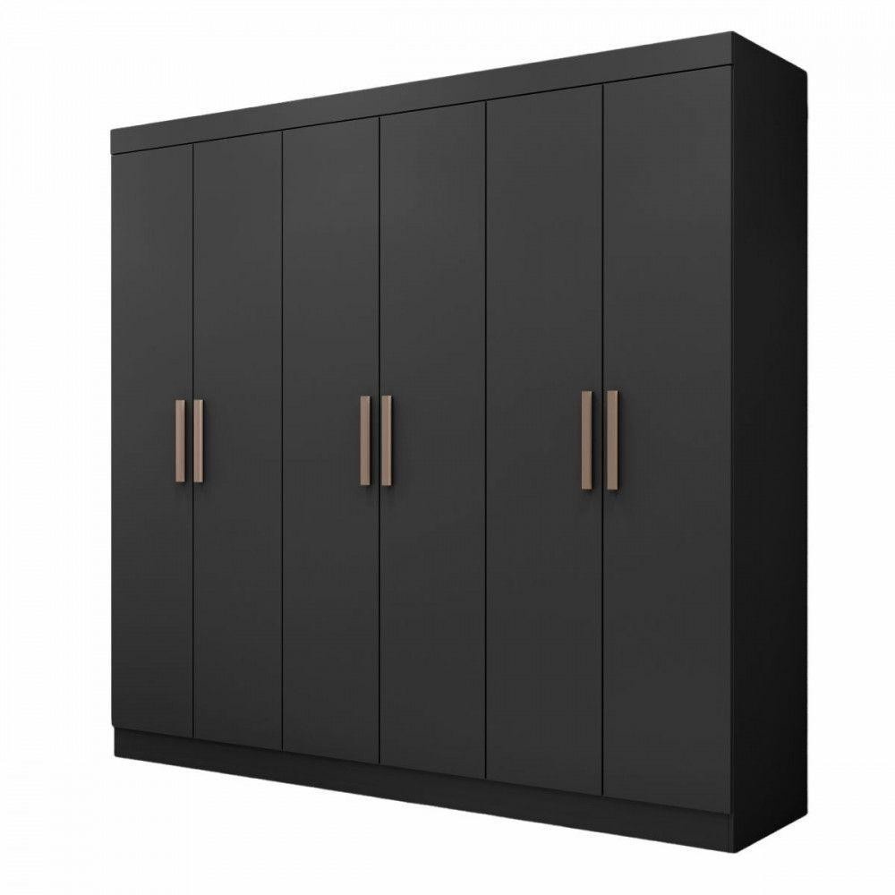 Guarda Roupa Casal Paris: 6 Portas Preto Fosco