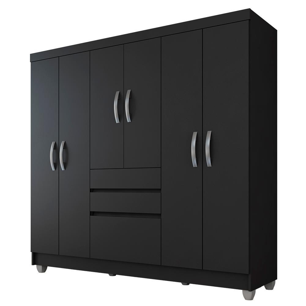 Guarda Roupa Casal Preto Fosco: 7 Portas e Mais!