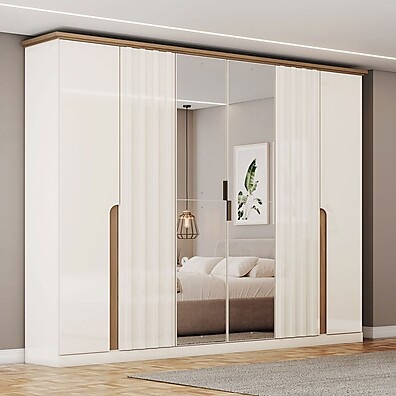 Guarda-Roupa Casal Rio com Espelho – 6 Portas e 6 Gavetas