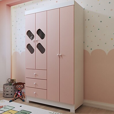 Guarda-Roupa Infantil Escotilha: 4 Portas e 3 Gavetas