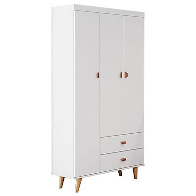 Guarda Roupa Infantil Retrô Duda 3 Portas – Branco Acetinado