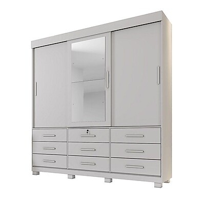 Guarda-Roupa Londres: 3 Portas, 9 Gavetas e Espelho