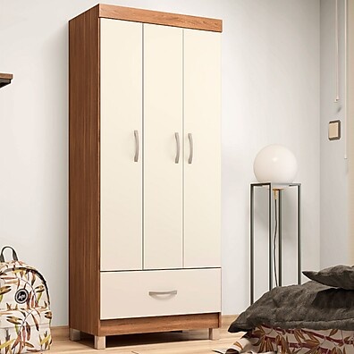Guarda-Roupa Prince 3 Portas 1 Gaveta – Solteiro Moderno e Prático