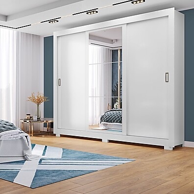 Guarda Roupa Serenity: 3 Portas, Espelho e 4 Gavetas
