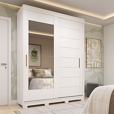 Guarda-Roupa Solteiro 160cm: Espelhos e 100% MDF