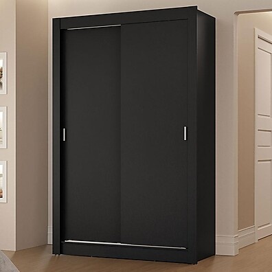 Guarda-Roupa Solteiro 2 Portas de Correr Preto Vivare Madesa