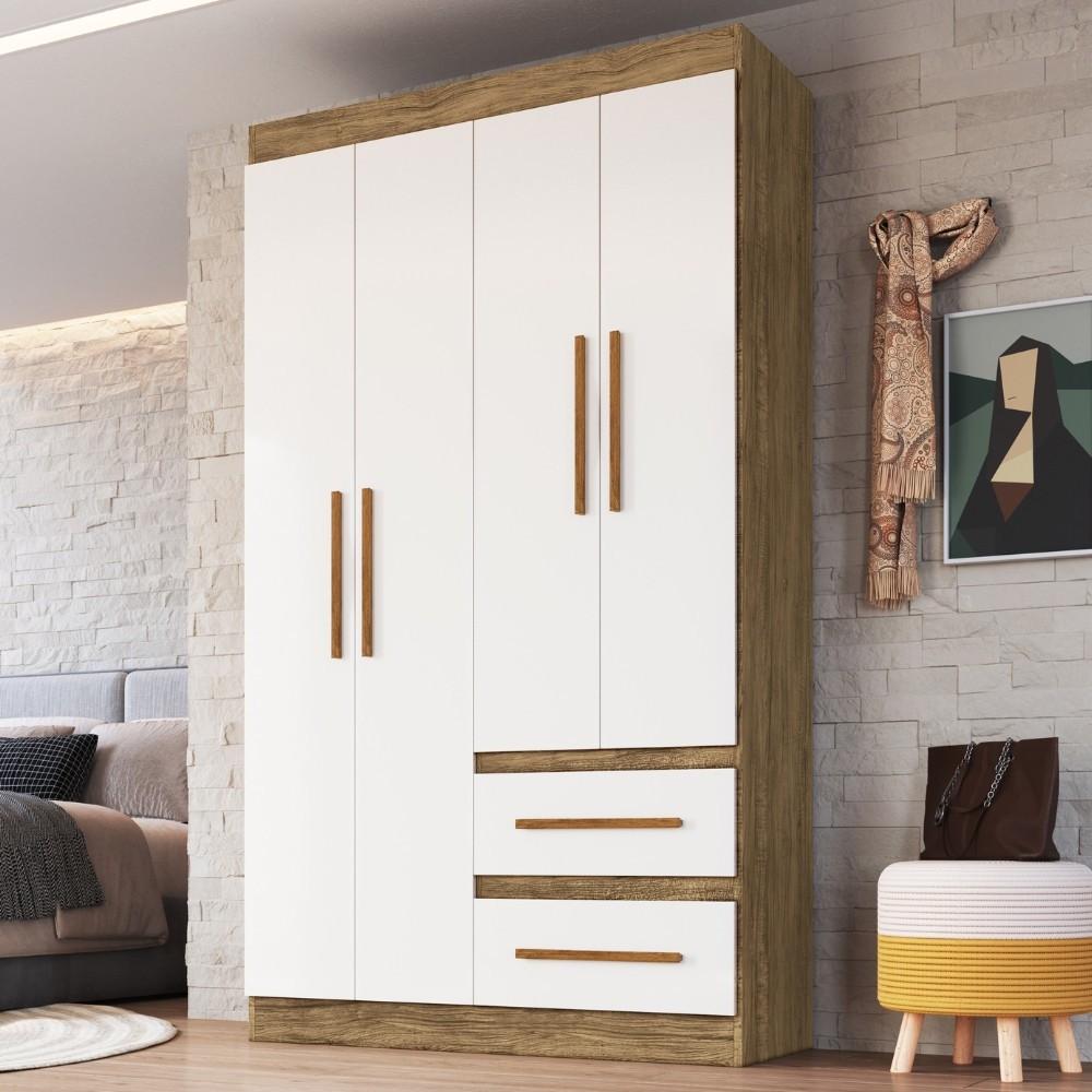 Guarda Roupa Solteiro Palermo: 4 Portas e 2 Gavetas