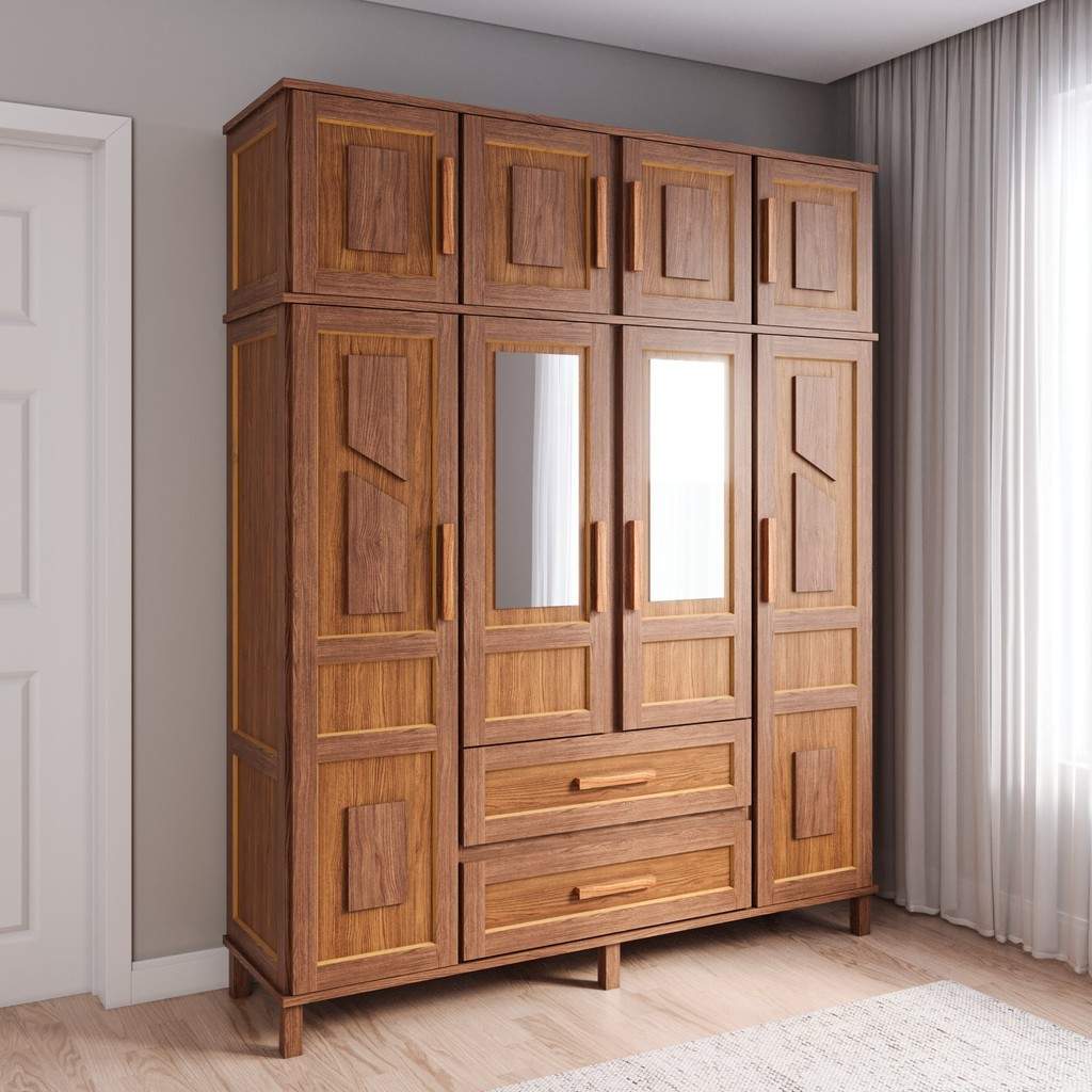 Guarda-Roupa Solteiro Ypê: 8 Portas e Espelho!