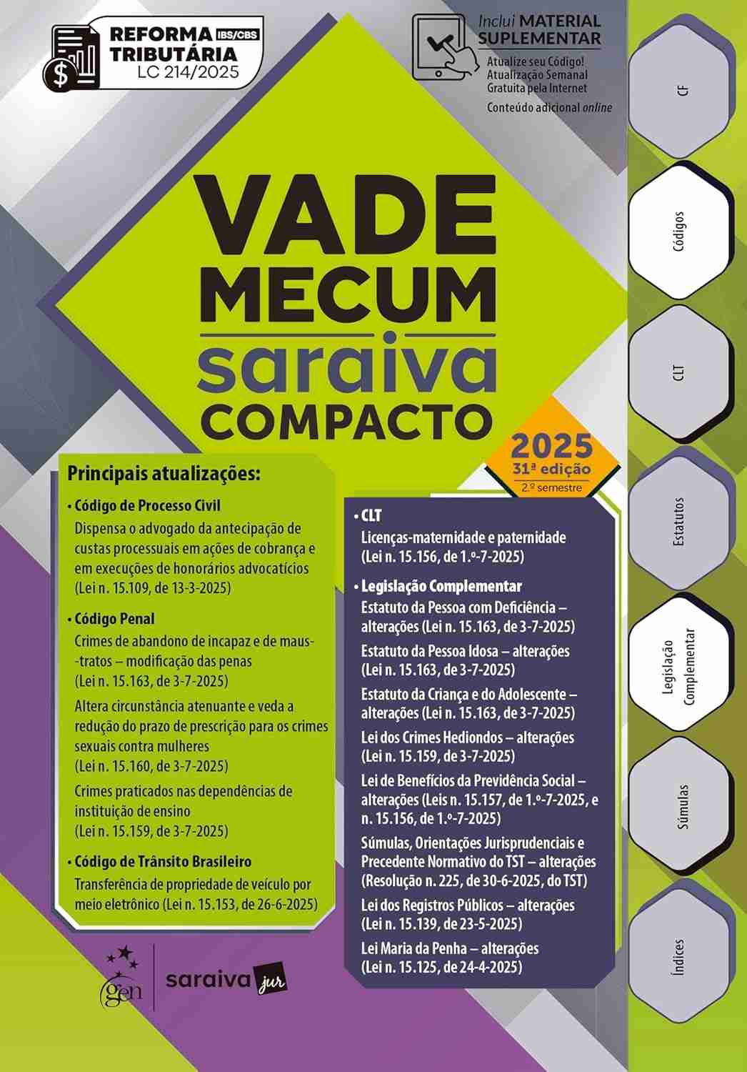 Vade Mecum Saraiva Compacto 31ª Edição 2025: Seu Guia Jurídico Essencial e Portátil