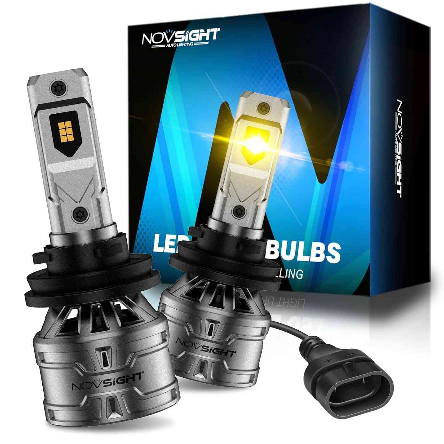 Lâmpadas de Neblina LED NOVSIGHT H11: Visibilidade Amarela 3000K e Segurança IP68 (Par)