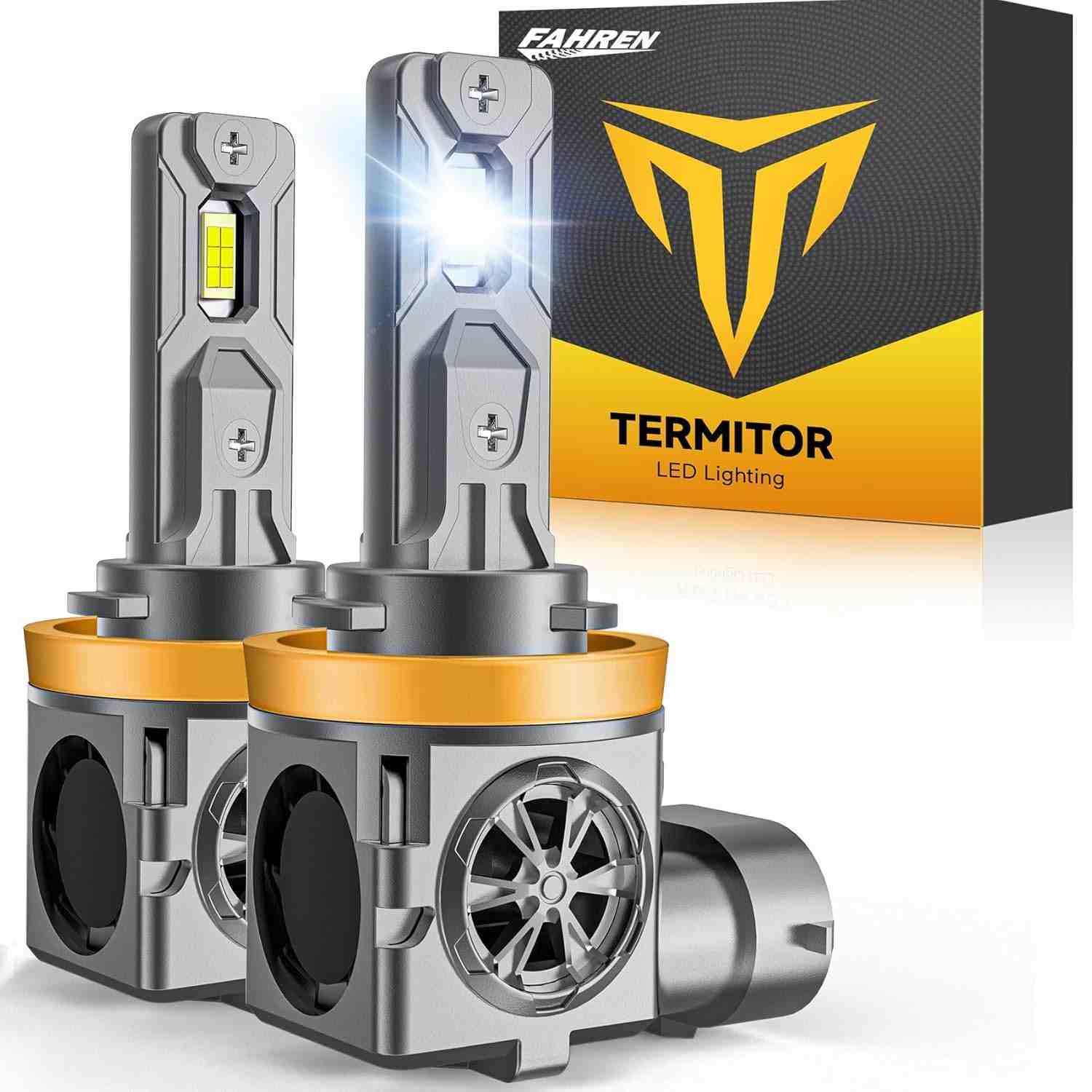 Lâmpadas H11/H9/H8 Ermitor: 80.000LM Super Brilhantes, 6500K, Mini Tamanho, Plug and Play