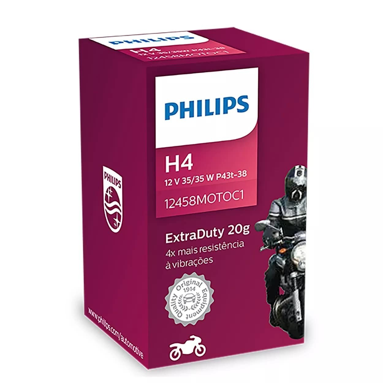 Lâmpada Farol H4 35/35W Philips para Honda, Yamaha e Suzuki - Iluminação Superior