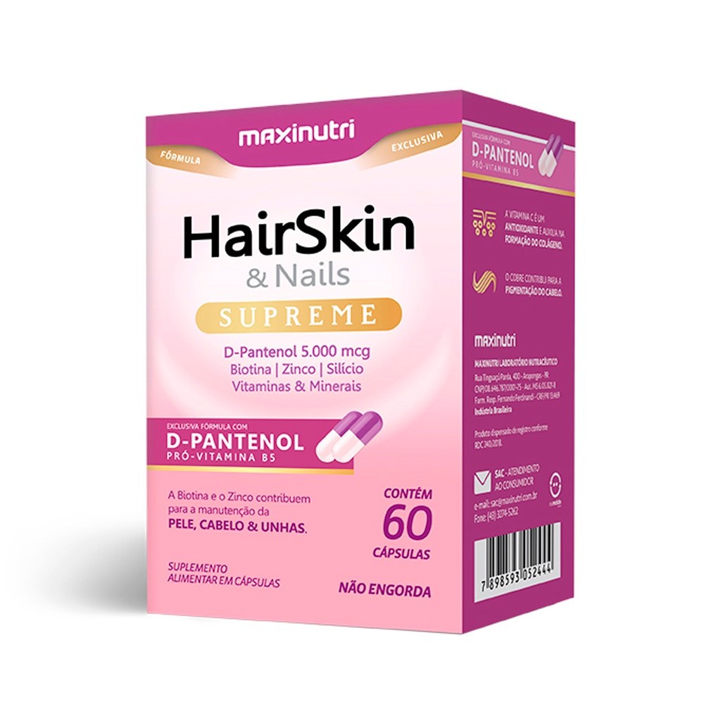 HairSkin Supreme: Suplemento para Cabelos e Pele com D-Pantenol e Biotina
