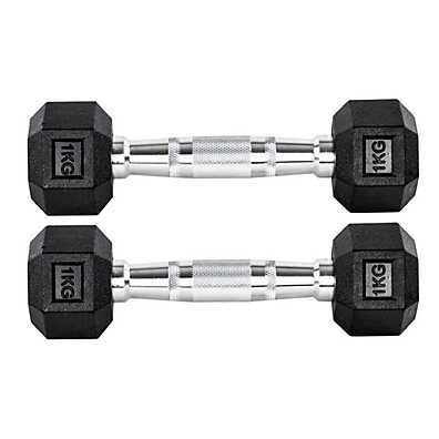Halteres 1kg + 1kg Emborrachados Hexagonais Gallant