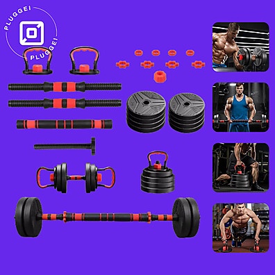 Halteres Ajustáveis 6 em 1: Treino Completo!