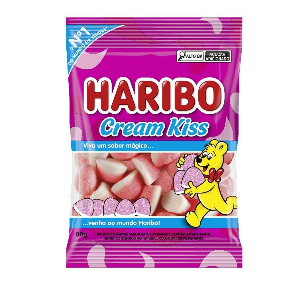 Haribo Cream Kiss: Balas de Nata e Morango 80g