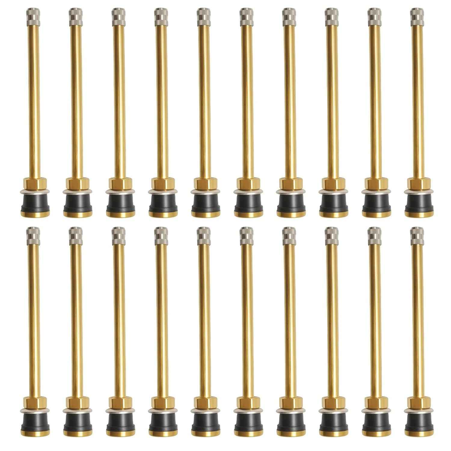 20 peças de braçadeira de 12,7 cm em hastes de válvula de caminhão, adaptador de extensão de haste de válvula reta sem câmara de cobre TR574, substituição de ferramenta de válvula para hastes