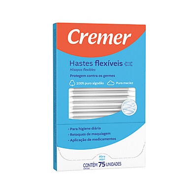 Hastes Flexíveis Cremer: 75 Unidades para Higiene Segura
